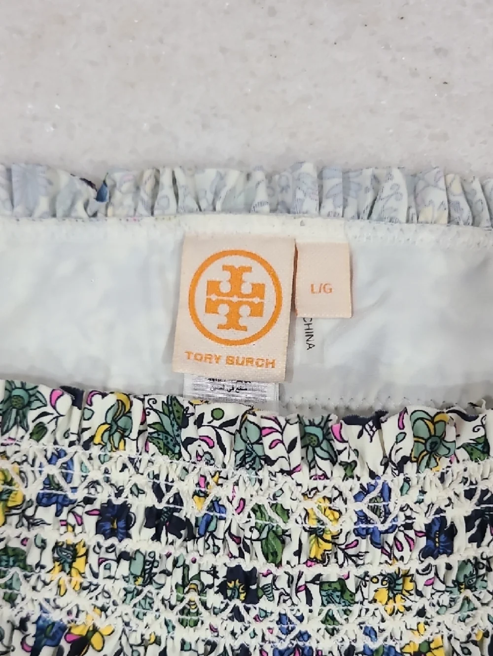 Tory Burch Smocked Floral Bikini Set - Yellow, Blue, Green